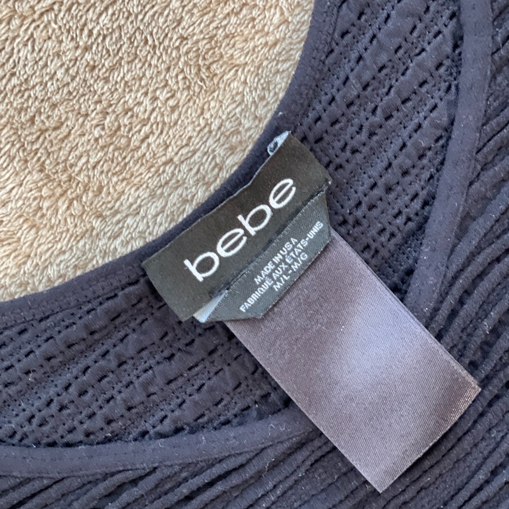 Bebe Charcoal Black Bodycon Textured Women's Intimate Top